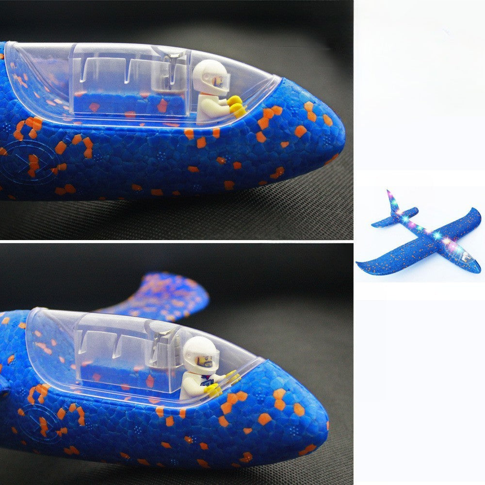 Avion Planor cu Pilot, Vivimall, Din Polistiren, Cu Lumini pe Toata Lungimea, 47 cm, Albastru