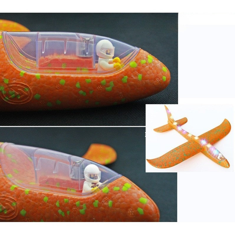 Avion Planor Cu Pilot, Din Polistiren, Cu Lumini Pe Toata Lungimea, 47 Cm - vivimall.ro