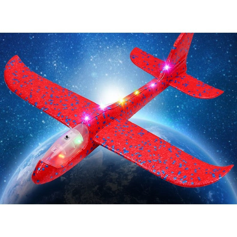 Avion Planor Cu Pilot, Din Polistiren, Cu Lumini Pe Toata Lungimea, 47 Cm - vivimall.ro