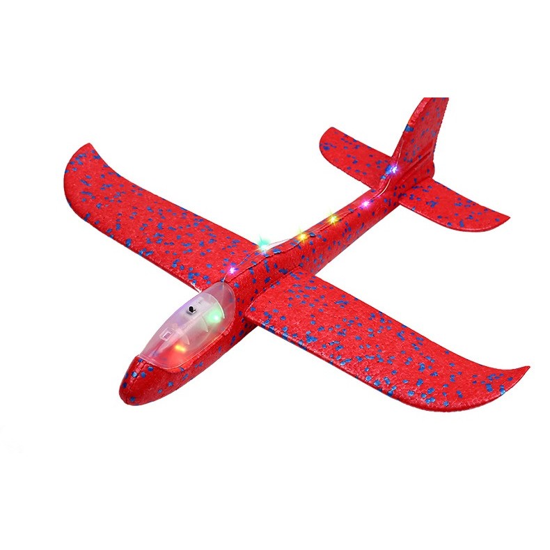 Avion Planor Din Polistiren In Punga, Lungime 47 Cm, Cu Lumini Pe Toata Lungimea,