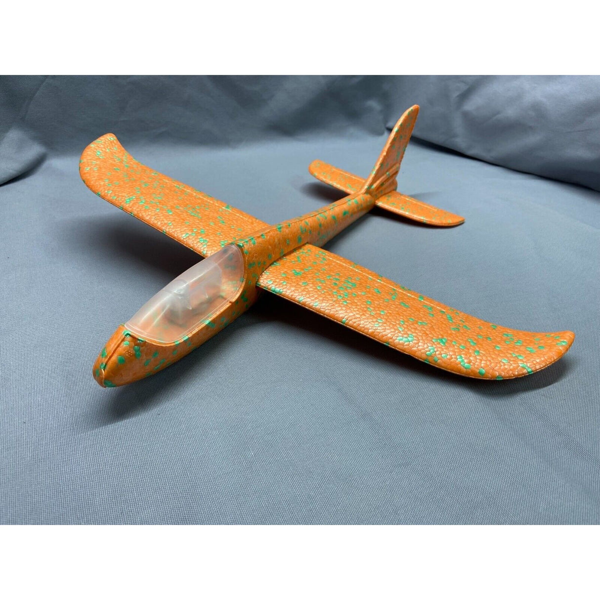 Avion Planor Din Polistiren In Punga, Lungime 47 Cm, Cu Lumini Pe Varf, Portocaliu - vivimall.ro