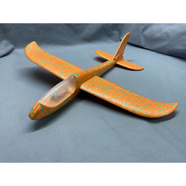 Avion Planor Din Polistiren In Punga, Lungime 47 Cm, Cu Lumini Pe Varf, Portocaliu - vivimall.ro