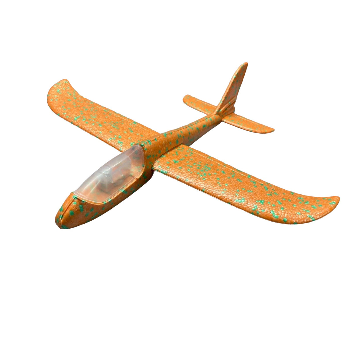 Avion Planor Din Polistiren In Punga, Lungime 47 Cm, Cu Lumini Pe Varf, Portocaliu - vivimall.ro