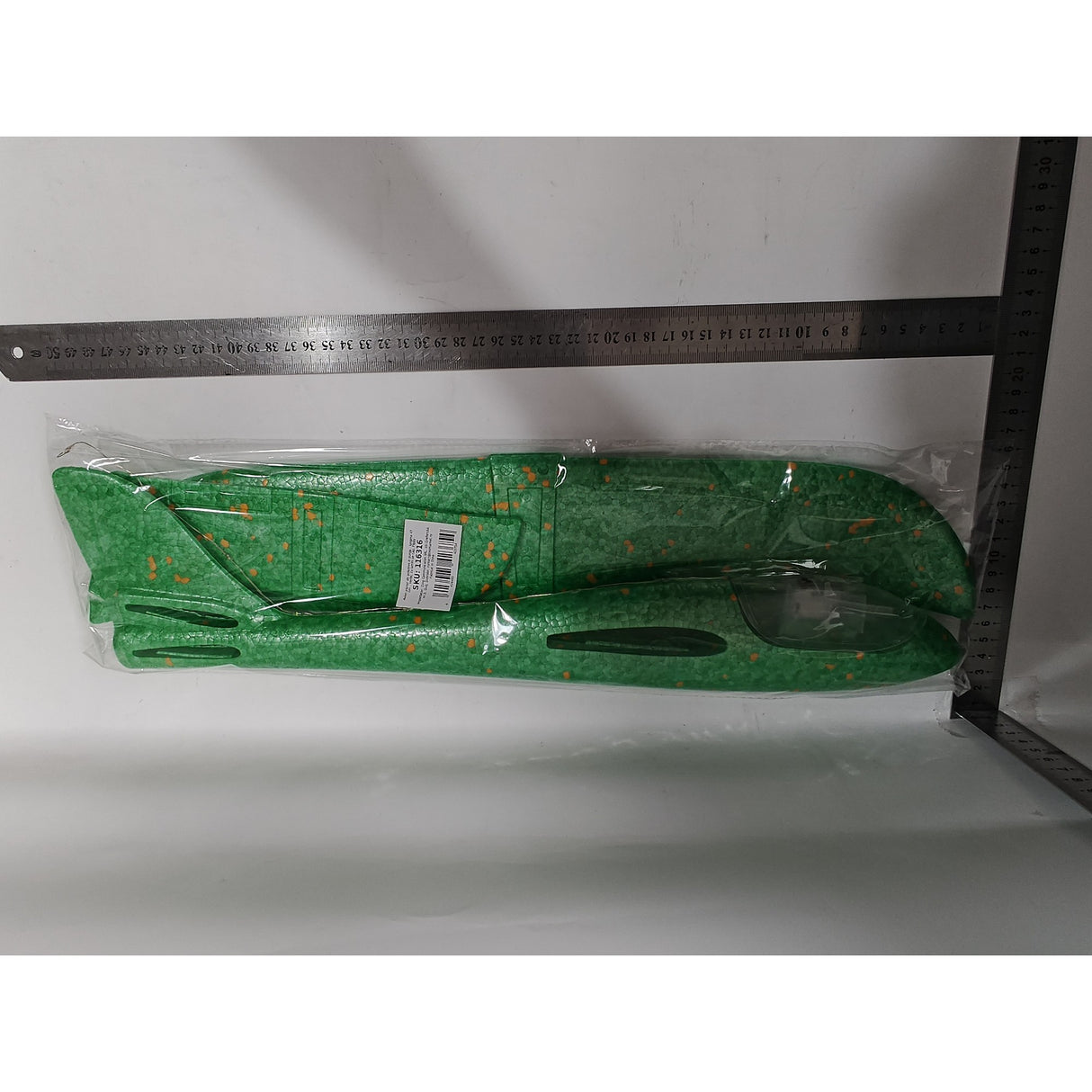 Avion planor din polistiren in punga , lungime 47 cm , Verde, cu lumini pe cap, Vivimall, Resigilat