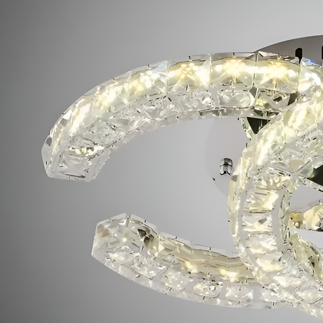 Lustra Led Cu Telecomanda Si Cristal Shia, 2 Cercuri, Lumina Rece/Calda/Neutra, Dimabila - vivimall.ro