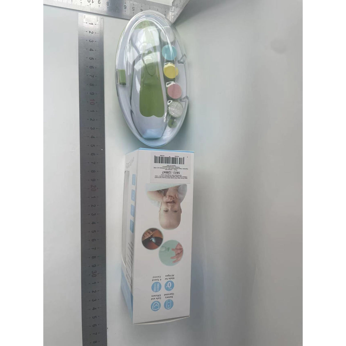 Set Pila Electrica Pentru Copii Si Bebelusi, Abs, 6 Accesorii, Cu Lumina Led, Alb - vivimall.ro