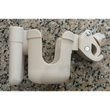 Suport universal alb pentru pahar și telefon montat pe cărucior de bebeluș, vedere frontală, ABS 20x10x9.5 cm