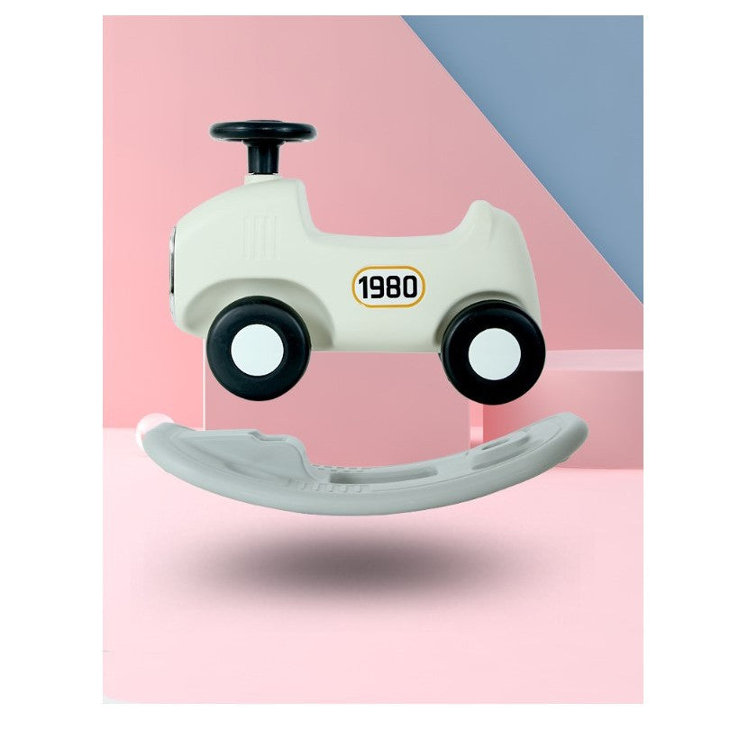 Balansoar 2 in 1 pentru copii Vivimall, masinuta detasabila, varsta peste 1 an, unghi 40 de grade, interior/exterior, volan cu sunete si lumini,