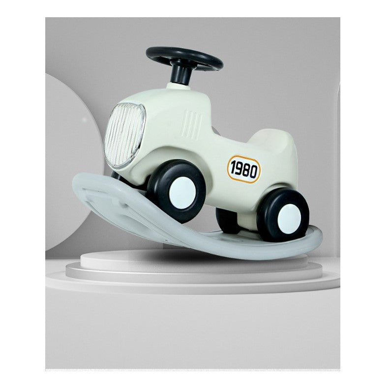 Balansoar 2 in 1 pentru copii Vivimall, masinuta detasabila, varsta peste 1 an, unghi 40 de grade, interior/exterior, volan cu sunete si lumini,