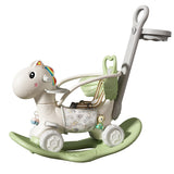 Balansoar copii Vivimall 3in1 verde, vedere frontală completă, plastic non-toxic, 80x43x83 cm
