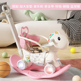 Balansoar pentru Copii, Flippy, 3in1, cu Spatar si Bara de Siguranta, Maner cu Cos de Basket, Tava de Masa, Roti Luminoase, 80 x 43 x 83 cm, din Plastic, + 3 Ani, Roz - vivimall.ro