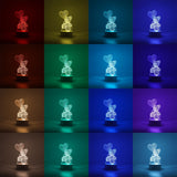 Lampa Led Decorativa, 3D, Ursulet Cu Balon Inima, Cu Telecomanda, Doua Moduri De Alimentare Usb Si Baterii, 20 Cm Inaltime, Din Material Acril Si Lumina A, Alb - vivimall.ro