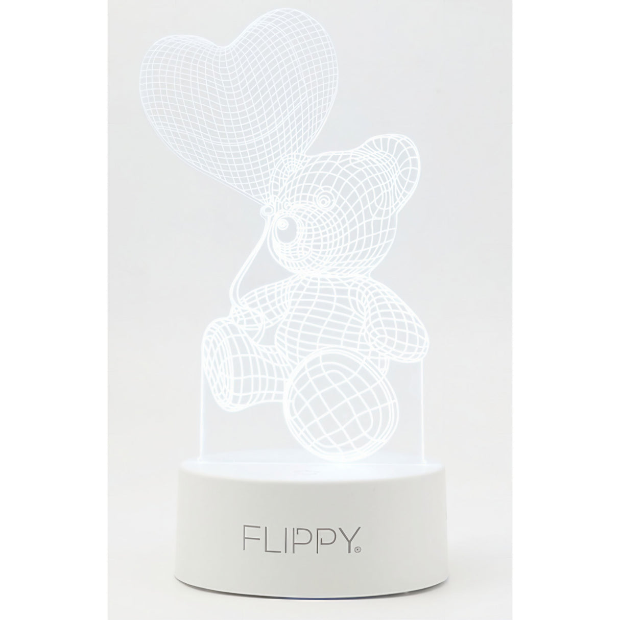 Lampa Led Decorativa, 3D, Ursulet Cu Balon Inima, Cu Telecomanda, Doua Moduri De Alimentare Usb Si Baterii, 20 Cm Inaltime, Din Material Acril Si Lumina A, Alb - vivimall.ro