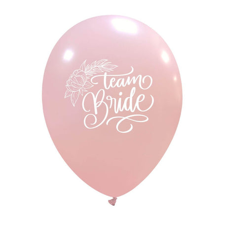 Balon latex roz 25 cm cu mesaj dedicat echipei miresei, detaliu imprimare față