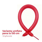 Detaliu balon de modelaj Flippy roșu, formă cilindrică, diametru 1,5 cm, latex premium
