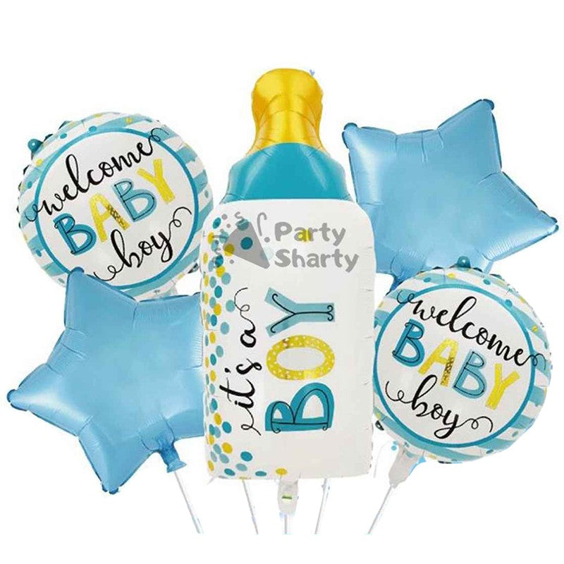 Baloane Decorative Gender Reveal Party, Figurina Sticla, Set Din 5 Baloane, Pentru Botez