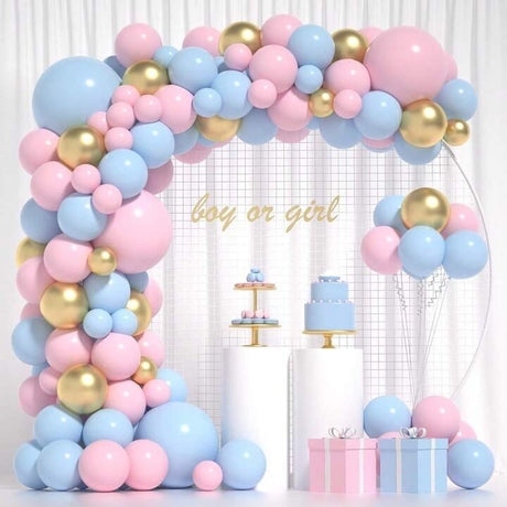 Baloane Decorative Pentru Baby Shower, Arcada Set 106 Baloane Din Latex, Baloane Party, 12 Cm, 30 Cm, 45 Cm, Roz, Gold - vivimall.ro