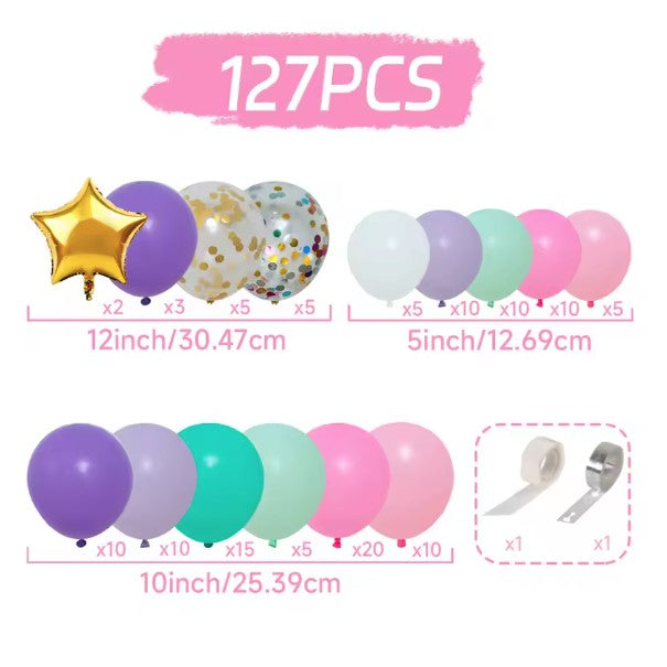 Baloane Pentru Arcada Happy Birthday, Baloane Decorative Din Latex, Set Mix 127 Baloane Colorate - vivimall.ro