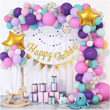 Baloane Pentru Arcada Happy Birthday, Baloane Decorative Din Latex, Set Mix 127 Baloane Colorate - vivimall.ro
