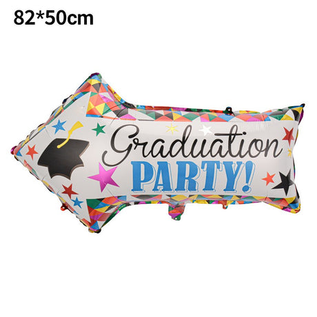 Balon din Folie Metalizata, Flippy, Figurina Sageata, Tema Absolvire, 82x50 cm, Ambalaj Individual, Pai Inclus, Umflare cu Aer sau Heliu, Multicolor