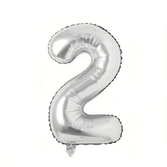 Balon din Folie Vivimall, Cifra 2, 81 cm, Pentru Aer sau Heliu, Bulk, Argintiu - vivimall.ro