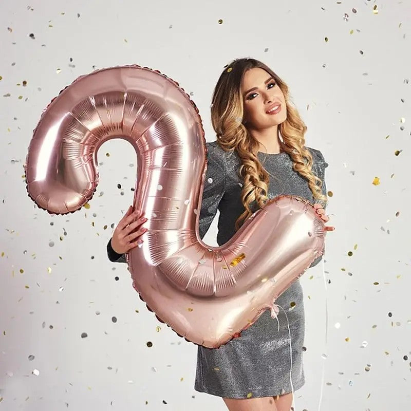 Balon Din Folie Cifra 2, 81 Cm, Pentru Aer Sau Heliu, Bulk, Roz - vivimall.ro