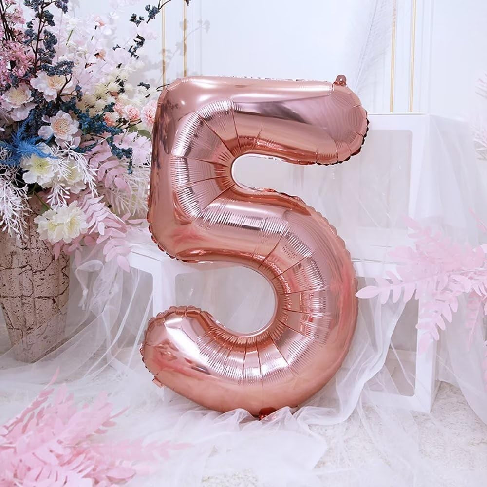Balon Din Folie Cifra 5, 81 Cm, Pentru Aer Sau Heliu, Bulk, Roz - vivimall.ro