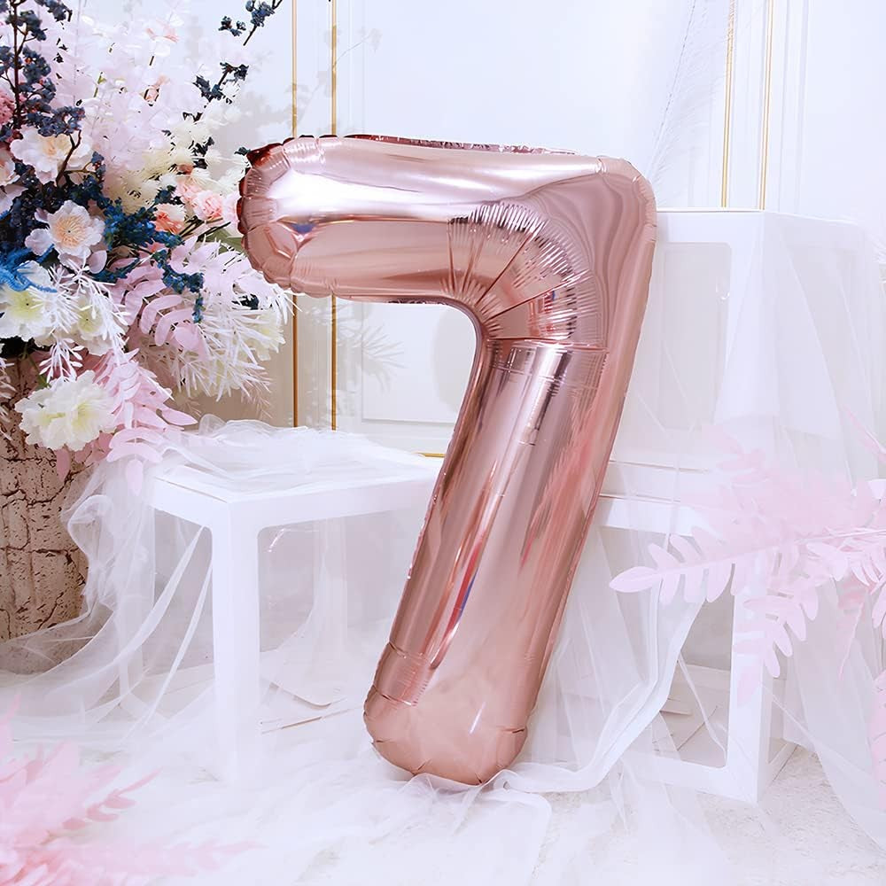 Balon Din Folie Cifra 7, 81 Cm, Pentru Aer Sau Heliu, Bulk, Roz - vivimall.ro