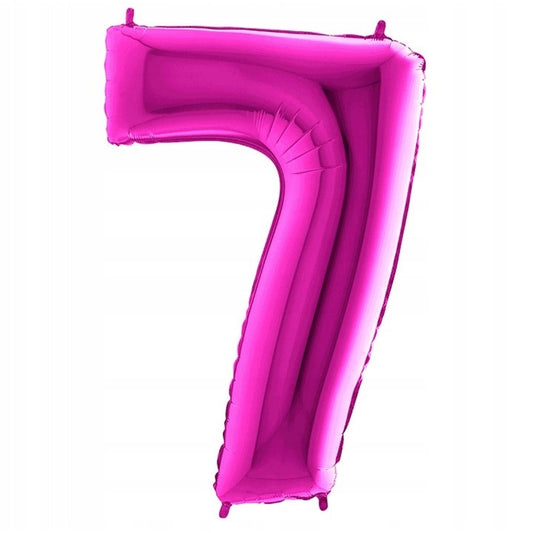 Balon din Folie, Vivimall, Cifra 7, Tema Aniversare, 81 cm, Ambalaj Individual, Pai inclus, Umflare cu Aer sau Heliu, Bulk, Mov - vivimall.ro