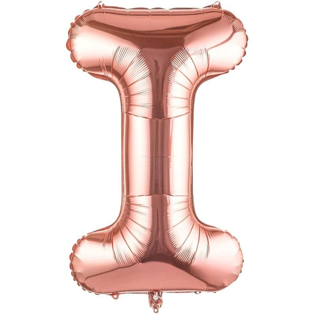 Balon Folie Metalizata Litera I, 100 Cm, Umflati Cu Heliu Sau Aer, Ambalaj Individual, Pai Inclus, Rose Gold - vivimall.ro