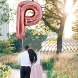 Balon Folie Metalizata Litera P, Vivimall, 100 cm, Umflati cu Heliu sau Aer, Ambalaj Individual, Pai inclus, Rose Gold - vivimall.ro