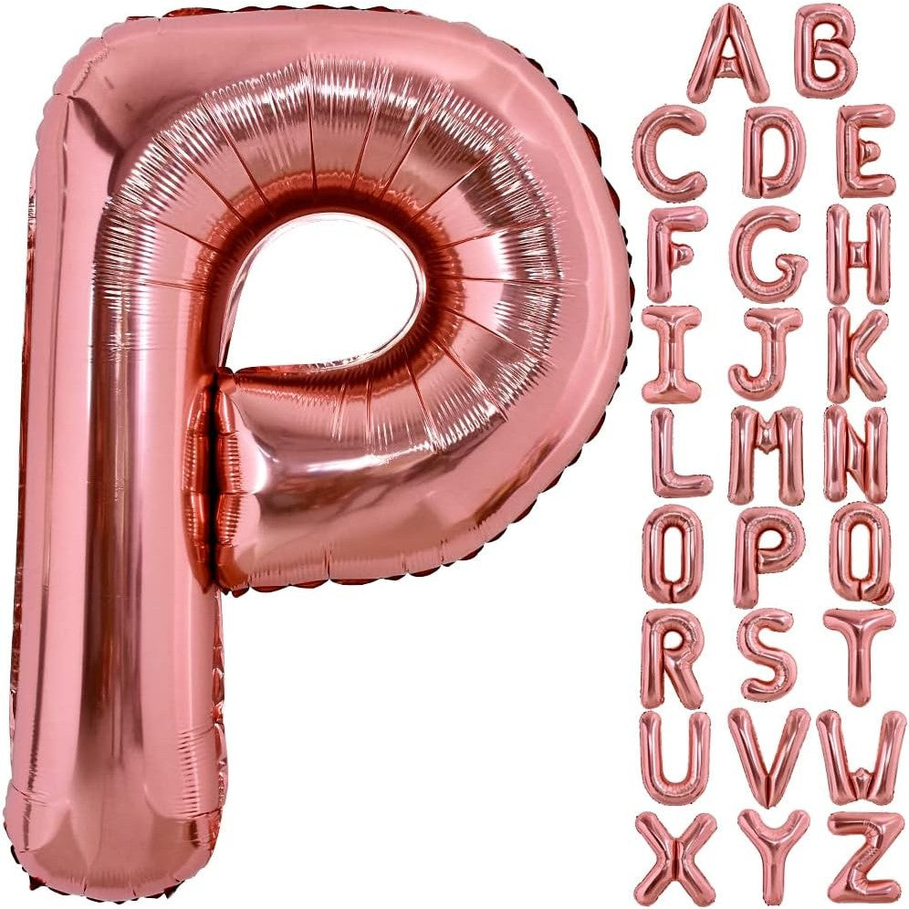 Balon Folie Metalizata Litera P, 100 Cm, Umflati Cu Heliu Sau Aer, Ambalaj Individual, Pai Inclus, Rose Gold - vivimall.ro