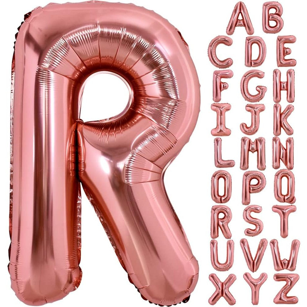 Balon Folie Metalizata Litera R, 100 Cm, Umflati Cu Heliu Sau Aer, Ambalaj Individual, Pai Inclus, Rose Gold - vivimall.ro