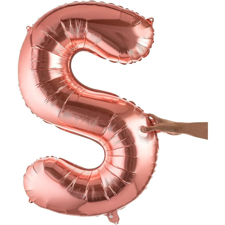 Balon Folie Metalizata Litera S, 100 Cm, Umflati Cu Heliu Sau Aer, Ambalaj Individual, Pai Inclus, Rose Gold - vivimall.ro