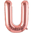 Balon Folie Metalizata Litera U, 100 Cm, Umflati Cu Heliu Sau Aer, Ambalaj Individual, Pai Inclus, Rose Gold - vivimall.ro