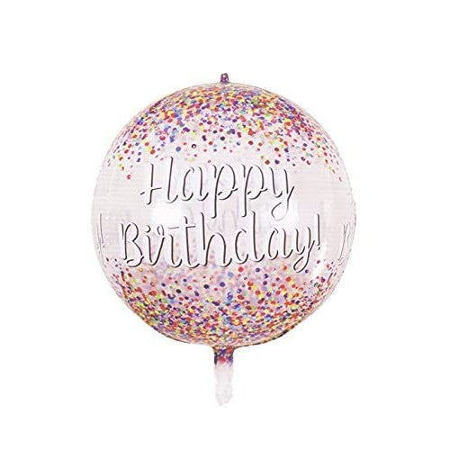 Balon din Folie Metalizata, Flippy, Figurina Rotunda 4D, Model Happy Birthday, Tema Aniversare, 24 x 63 cm, Ambalaj Individual, Pai inclus, Umflare cu Aer sau Heliu, Maro