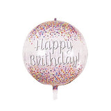 Balon din Folie Metalizata, Flippy, Figurina Rotunda 4D, Model Happy Birthday, Tema Aniversare, 24 x 63 cm, Ambalaj Individual, Pai inclus, Umflare cu Aer sau Heliu, Maro