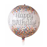 Balon din Folie Metalizata, Flippy, Figurina Rotunda 4D, Model Happy Birthday, Tema Aniversare, 24 x 63 cm, Ambalaj Individual, Pai inclus, Umflare cu Aer sau Heliu, Maro