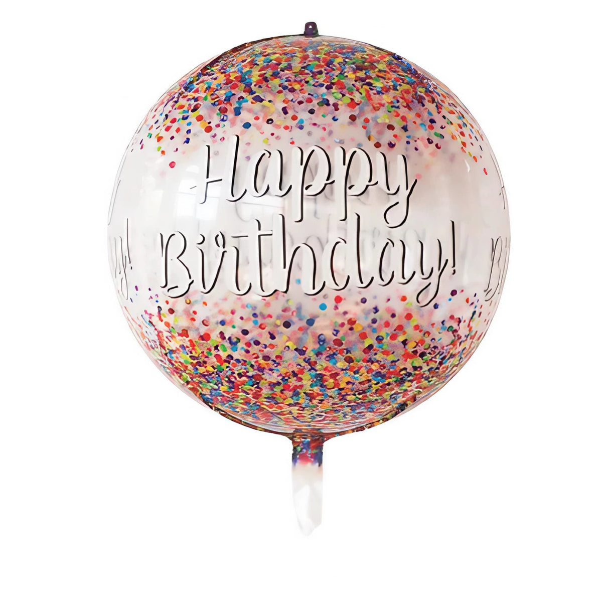 Balon din Folie Metalizata, Flippy, Figurina Rotunda 4D, Model Happy Birthday, Tema Aniversare, 24 x 63 cm, Ambalaj Individual, Pai inclus, Umflare cu Aer sau Heliu, Maro