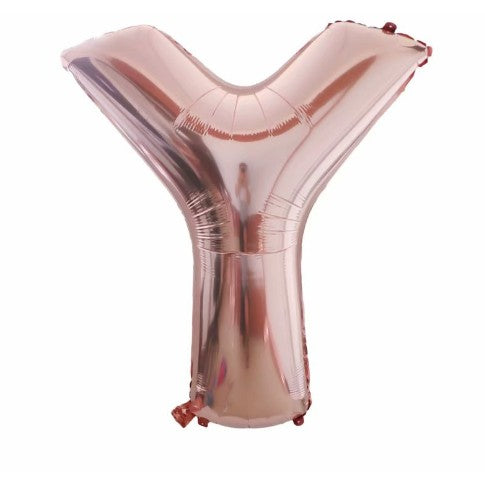 Balon Folie Metalizata Litera Y, Vivimall, 80 cm, Umflati cu Heliu sau Aer, Ambalaj Individual, Pai inclus, Rose Gold - vivimall.ro