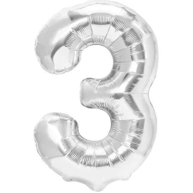Balon Din Folie Metalizata, Figurina Cifra, Tema Aniversare 100 Cm, Ambalaj Individual, Pai Inclus, Umflare Cu Aer Sau Heliu, Cifra 3 - vivimall.ro