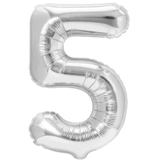 Balon Din Folie Metalizata, Figurina Cifra, Tema Aniversare 100 Cm, Ambalaj Individual, Pai Inclus, Umflare Cu Aer Sau Heliu, Cifra 5 - vivimall.ro