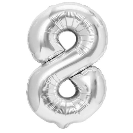 Balon Din Folie Metalizata, Figurina Cifra, Tema Aniversare 100 Cm, Ambalaj Individual, Pai Inclus, Umflare Cu Aer Sau Heliu, Cifra 8 - vivimall.ro
