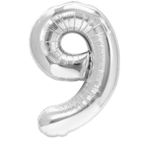 Balon Din Folie Metalizata, Figurina Cifra, Tema Aniversare 100 Cm, Ambalaj Individual, Pai Inclus, Umflare Cu Aer Sau Heliu, Cifra 9 - vivimall.ro