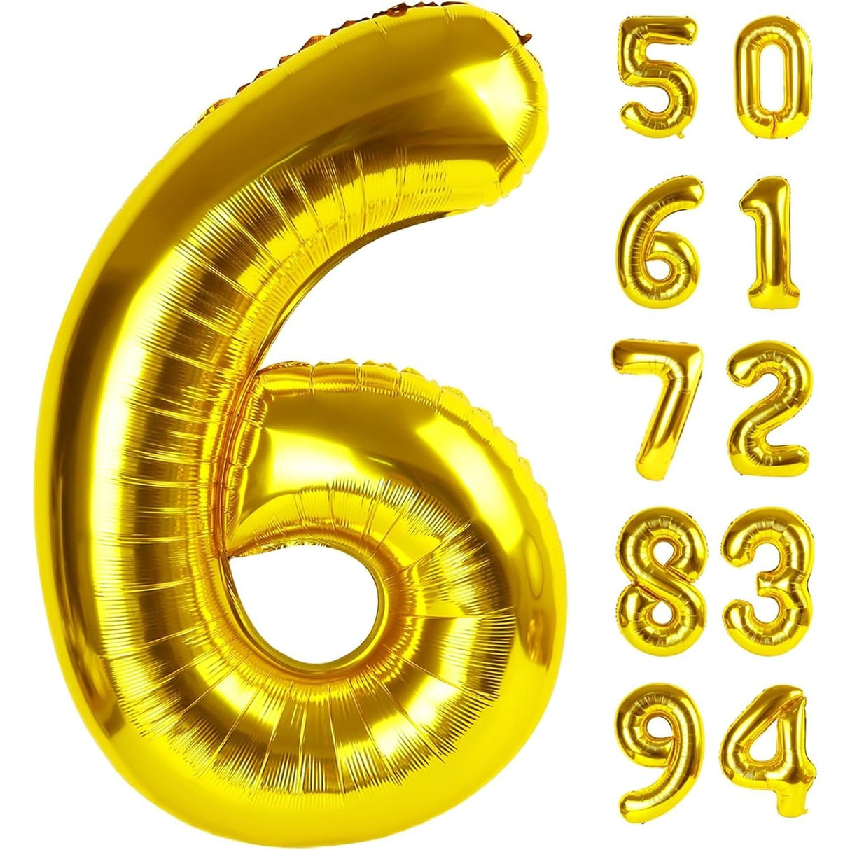 Balon Din Folie Metalizata, Figurina Cifra, Tema Aniversare 100 Cm, Ambalaj Individual, Pai Inclus, Umflare Cu Aer Sau Heliu, Cifra 6 - vivimall.ro