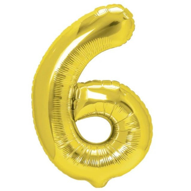 Balon Din Folie Metalizata, Figurina Cifra, Tema Aniversare 100 Cm, Ambalaj Individual, Pai Inclus, Umflare Cu Aer Sau Heliu, Cifra 6 - vivimall.ro