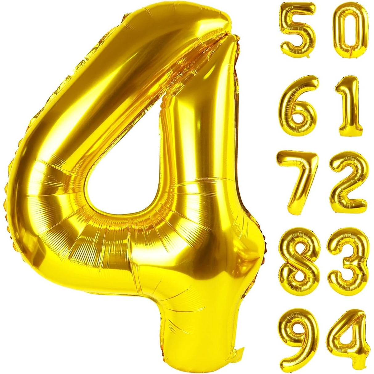 Balon Din Folie Metalizata, Figurina Cifra, Tema Aniversare 100 Cm, Ambalaj Individual, Pai Inclus, Umflare Cu Aer Sau Heliu, Cifra 4