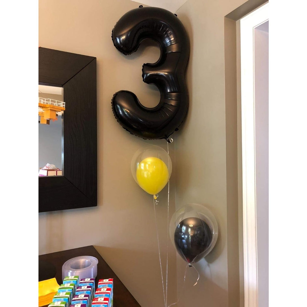 Balon Din Folie Metalizata, Figurina Cifra, Tema Aniversare 100 Cm, Ambalaj Individual, Pai Inclus, Umflare Cu Aer Sau Heliu, Cifra 3 - vivimall.ro