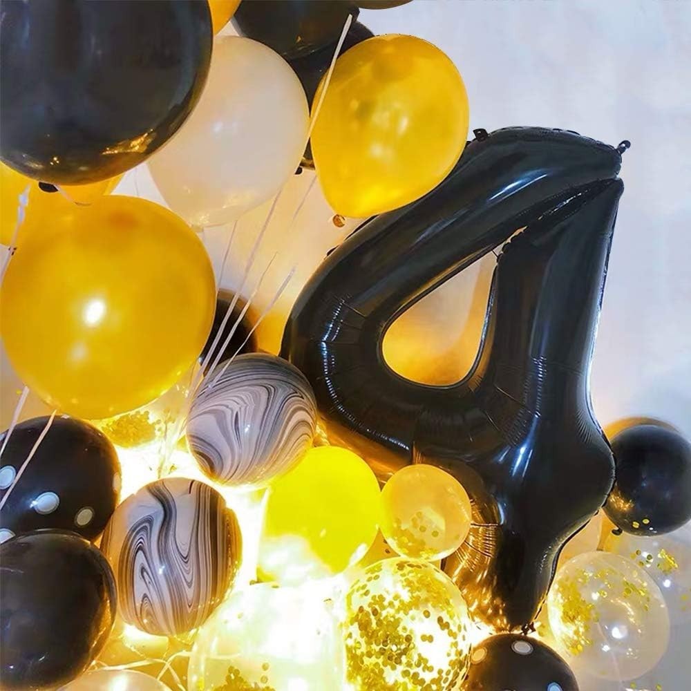 Balon Din Folie Metalizata, Figurina Cifra, Tema Aniversare 100 Cm, Ambalaj Individual, Pai Inclus, Umflare Cu Aer Sau Heliu, Cifra 4 - vivimall.ro