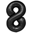 Balon din Folie Metalizata, Vivimall, Figurina Cifra, Tema Aniversare 100 cm, Ambalaj Individual, Pai inclus, Umflare cu Aer sau Heliu, Negru, Cifra 8 - vivimall.ro